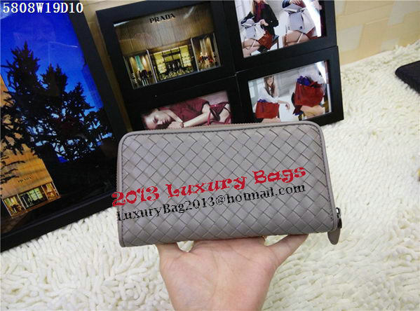Bottega Veneta Intrecciato Nappa Zip Around Wallet BV5808 Grey Bottega Veneta Intrecciato Nappa Zip Around Wallet BV5808 Grey