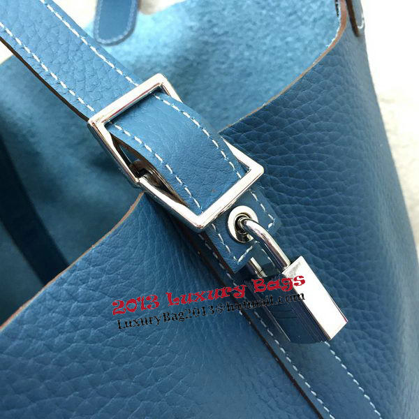 Hermes Picotin Lock 22cm Bags Litchi Leather HPL1048 Blue Hermes Picotin Lock 22cm Bags Litchi Leather HPL1048 Blue