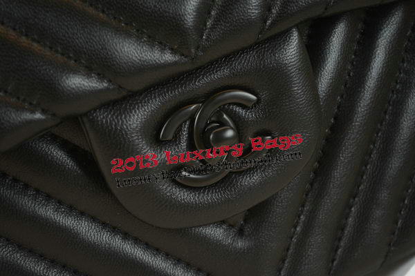 Boy Chanel Flap Bag Sheepskin Chevron Quilting A64306 Black Boy Chanel Flap Bag Sheepskin Chevron Quilting A64306 Black
