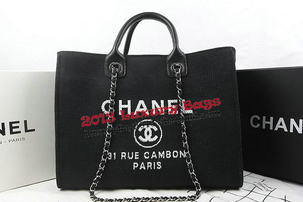 Chanel Large Canvas Tote Shopping Bag A67002 Black Chanel Large Canvas Tote Shopping Bag A67002 Black