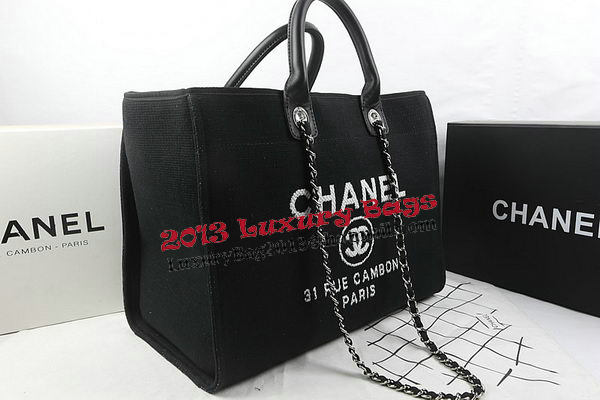 Chanel Large Canvas Tote Shopping Bag A67002 Black Chanel Large Canvas Tote Shopping Bag A67002 Black