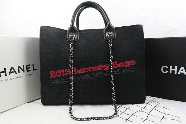 Chanel Large Canvas Tote Shopping Bag A67002 Black Chanel Large Canvas Tote Shopping Bag A67002 Black