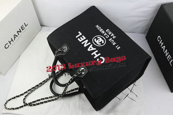Chanel Large Canvas Tote Shopping Bag A67002 Black Chanel Large Canvas Tote Shopping Bag A67002 Black