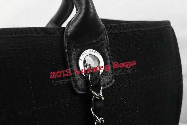 Chanel Large Canvas Tote Shopping Bag A67002 Black Chanel Large Canvas Tote Shopping Bag A67002 Black