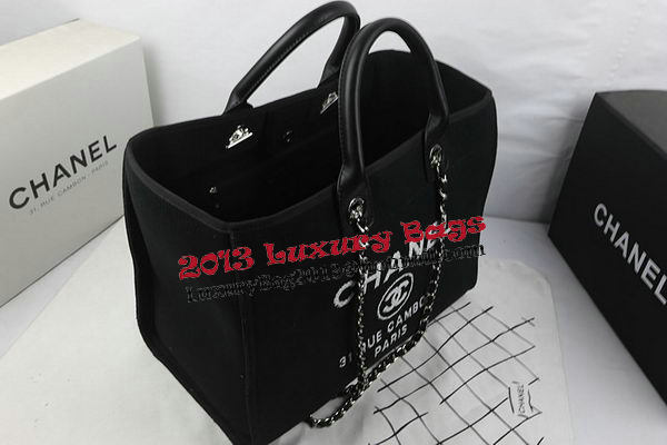 Chanel Large Canvas Tote Shopping Bag A67002 Black Chanel Large Canvas Tote Shopping Bag A67002 Black