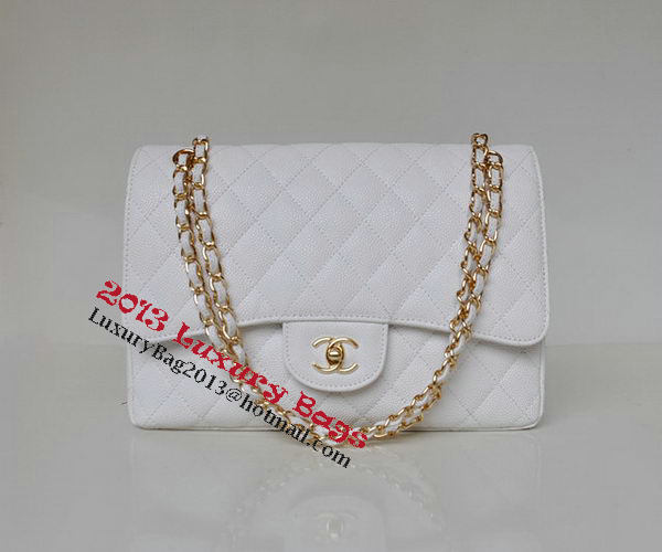 Chanel Jumbo Quilted Classic Flap Bag White Cannage Patterns A58600 Gold Chanel Jumbo Quilted Classic Flap Bag White Cannage Patterns A58600 Gold