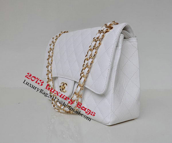Chanel Jumbo Quilted Classic Flap Bag White Cannage Patterns A58600 Gold Chanel Jumbo Quilted Classic Flap Bag White Cannage Patterns A58600 Gold