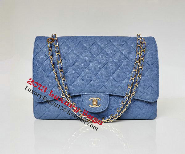 Chanel Maxi Quilted Classic Flap Bag Blue Cannage Patterns A58601 Gold Chanel Maxi Quilted Classic Flap Bag Blue Cannage Patterns A58601 Gold