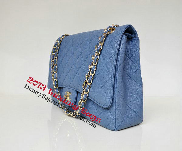 Chanel Maxi Quilted Classic Flap Bag Blue Cannage Patterns A58601 Gold Chanel Maxi Quilted Classic Flap Bag Blue Cannage Patterns A58601 Gold