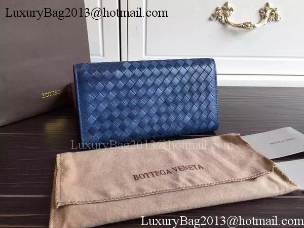 Bottega Veneta Intrecciato Nappa Tri-Flod Wallet BV150507 Blue Bottega Veneta Intrecciato Nappa Tri-Flod Wallet BV150507 Blue
