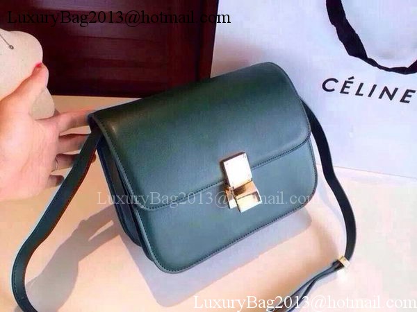 Celine Classic Box Flap Bag Calfskin Leather C2263 Green Celine Classic Box Flap Bag Calfskin Leather C2263 Green