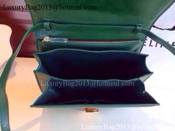 Celine Classic Box Flap Bag Calfskin Leather C2263 Green Celine Classic Box Flap Bag Calfskin Leather C2263 Green