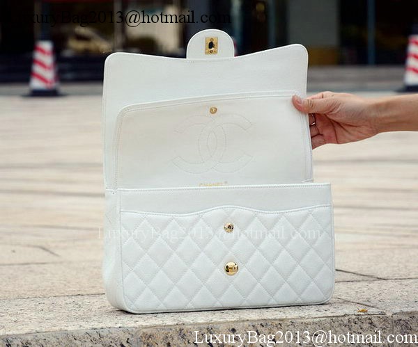 Chanel Jumbo Classic White Cannage Pattern Flap Bag A58600 Gold Chanel Jumbo Classic White Cannage Pattern Flap Bag A58600 Gold