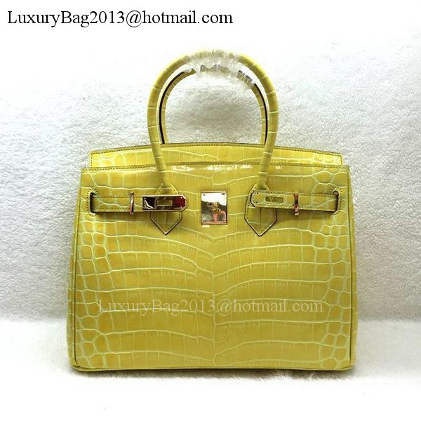 Hermes Birkin 25CM Tote Bag Croco Leather H25TCO Yellow Hermes Birkin 25CM Tote Bag Croco Leather H25TCO Yellow