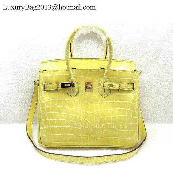 Hermes Birkin 25CM Tote Bag Croco Leather H25TCO Yellow Hermes Birkin 25CM Tote Bag Croco Leather H25TCO Yellow
