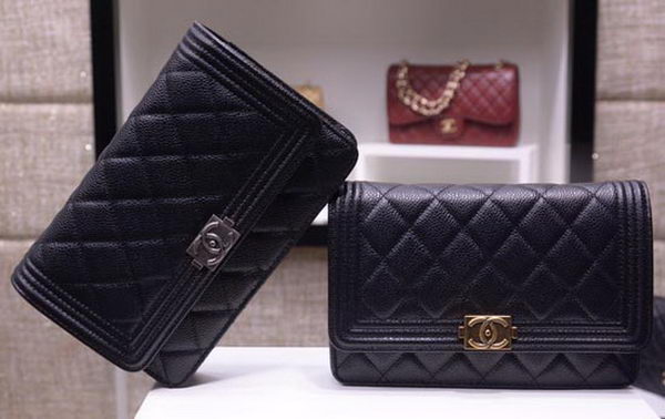 Boy Chanel mini Flap Bags Cannage Pattern A33815 Black