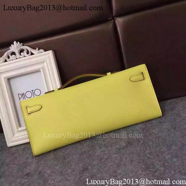 Hermes Kelly 31cm Clutch Epsom Leather KL31 Yellow Hermes Kelly 31cm Clutch Epsom Leather KL31 Yellow