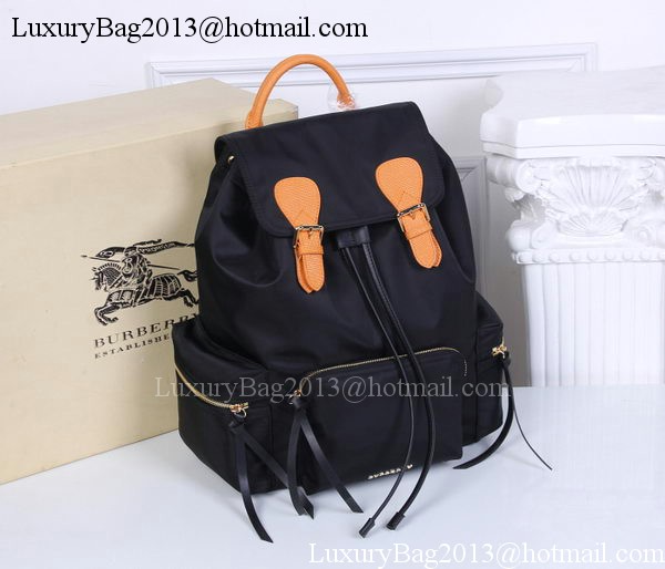 Burberry Large Backpack Fabric BU41048 Black&Orange Burberry Large Backpack Fabric BU41048 Black&Orange