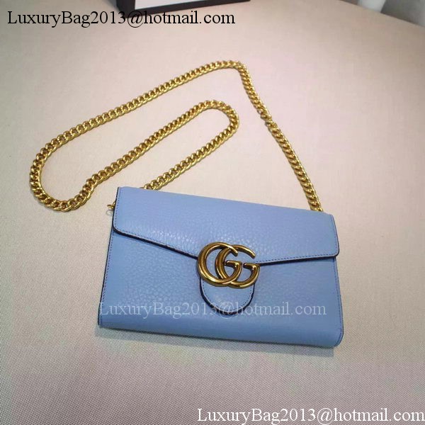 Gucci GG Marmont Leather mini Chain Bag 401232 Blue