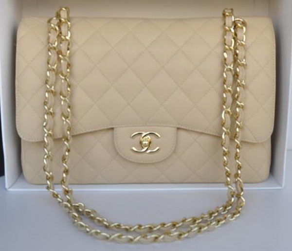Chanel Jumbo Double Flaps Bag Apricot Cannage Pattern A36097 Gold