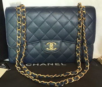 Chanel Jumbo Double Flaps Bag Blue Cannage Pattern A36097 Gold Chanel Jumbo Double Flaps Bag Blue Cannage Pattern A36097 Gold
