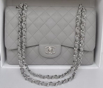 Chanel Jumbo Double Flaps Bag Grey Cannage Pattern A36097 Silver Chanel Jumbo Double Flaps Bag Grey Cannage Pattern A36097 Silver