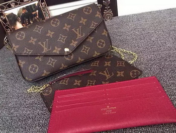 Louis Vuitton Monogram Canvas Felicie Chain Wallet M61276 Burgundy