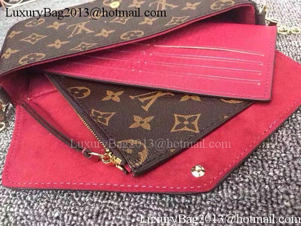 Louis Vuitton Monogram Canvas Felicie Chain Wallet M61276 Burgundy Louis Vuitton Monogram Canvas Felicie Chain Wallet M61276 Burgundy