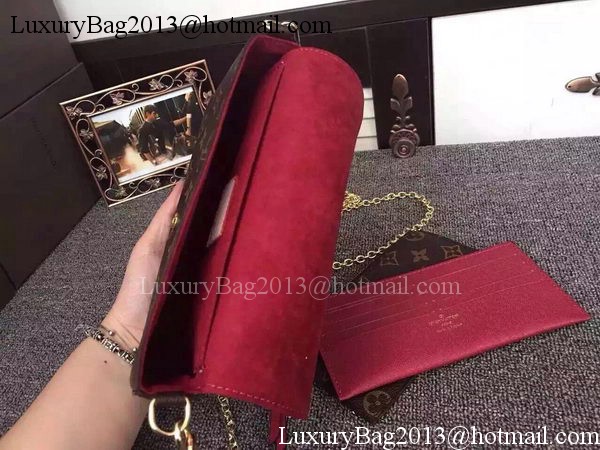 Louis Vuitton Monogram Canvas Felicie Chain Wallet M61276 Burgundy Louis Vuitton Monogram Canvas Felicie Chain Wallet M61276 Burgundy