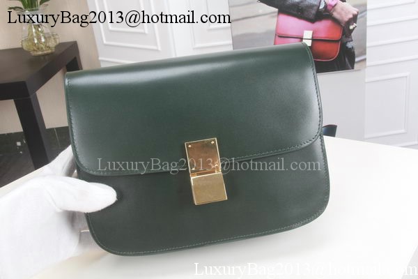Celine Classic Box Flap Bag Calfskin Leather C3369 Green Celine Classic Box Flap Bag Calfskin Leather C3369 Green