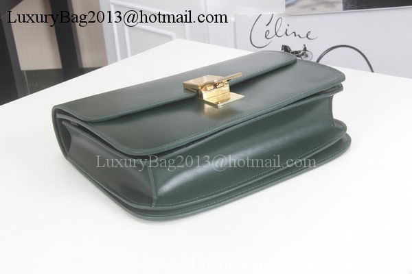 Celine Classic Box Flap Bag Calfskin Leather C3369 Green Celine Classic Box Flap Bag Calfskin Leather C3369 Green