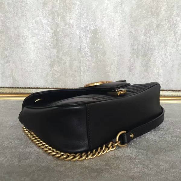 Gucci GG Marmont Sheenskin Shoulder Bag 443497A Black Gucci GG Marmont Sheenskin Shoulder Bag 443497A Black