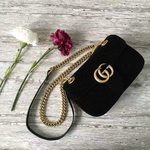 Gucci GG Marmont Suede Leather Mini Shoulder Bag 446744 Black