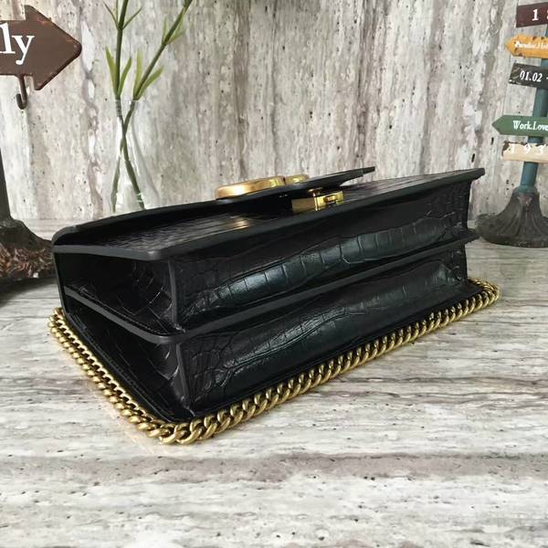 Gucci GG Marmont Crocodile Leather Shoulder Bag 431777 Black Gucci GG Marmont Crocodile Leather Shoulder Bag 431777 Black