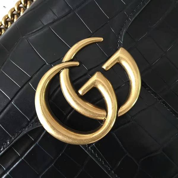 Gucci GG Marmont Crocodile Leather Shoulder Bag 431777 Black Gucci GG Marmont Crocodile Leather Shoulder Bag 431777 Black