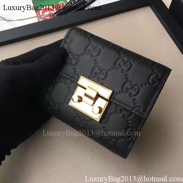 Gucci Signature Leather Padlock Wallet 453155 Black Gucci Signature Leather Padlock Wallet 453155 Black
