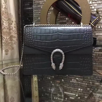 Gucci Dionysus Croco Leather Shoulder Bag 400235 Black Gucci Dionysus Croco Leather Shoulder Bag 400235 Black