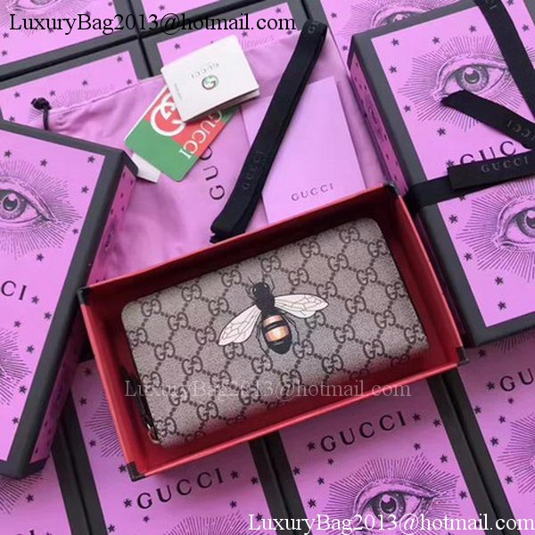 Gucci Bee Print GG Supreme Zip Around Wallet 451273 BEE Gucci Bee Print GG Supreme Zip Around Wallet 451273 BEE