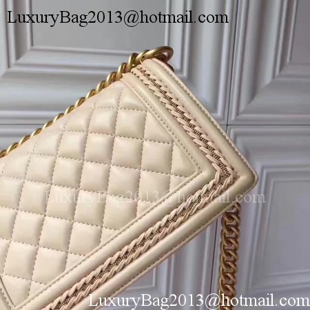 Boy Chanel Flap Shoulder Bag Sheepskin Leather A67085E Apricot Boy Chanel Flap Shoulder Bag Sheepskin Leather A67085E Apricot