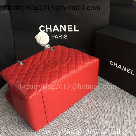 Chanel LE Boy Grand Shopping Tote Bag GST Red Cannage Pattern A50995 Silver Chanel LE Boy Grand Shopping Tote Bag GST Red Cannage Pattern A50995 Silver