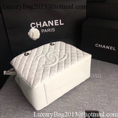Chanel LE Boy Grand Shopping Tote Bag GST White Cannage Pattern A50995 Silver Chanel LE Boy Grand Shopping Tote Bag GST White Cannage Pattern A50995 Silver