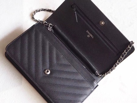 Chanel V mini Flap Bag Black Chevron Cannage Pattern A33814V Silver Chanel V mini Flap Bag Black Chevron Cannage Pattern A33814V Silver