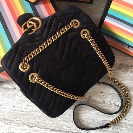 Gucci GG Marmont Chevron Velvet Shoulder Bag 443497 Black Gucci GG Marmont Chevron Velvet Shoulder Bag 443497 Black