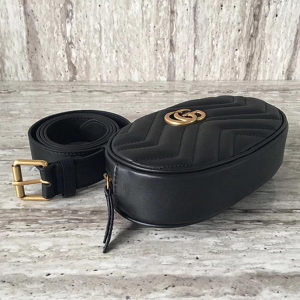 Gucci GG Marmont Leather Belt Bag 476434 Black Gucci GG Marmont Leather Belt Bag 476434 Black