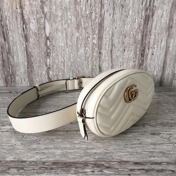 Gucci GG Marmont Leather Belt Bag 476434 White Gucci GG Marmont Leather Belt Bag 476434 White