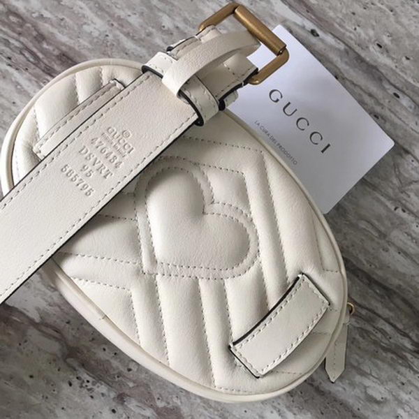Gucci GG Marmont Leather Belt Bag 476434 White Gucci GG Marmont Leather Belt Bag 476434 White