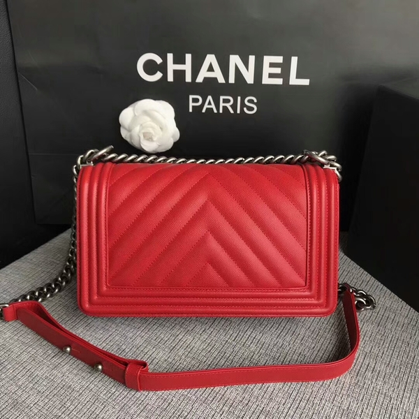 Boy Chanel Original Chevron Leather 67086 Red Boy Chanel Original Chevron Leather 67086 Red