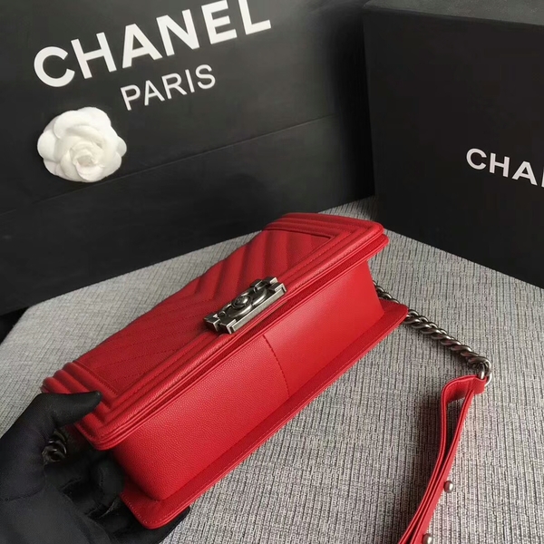 Boy Chanel Original Chevron Leather 67086 Red Boy Chanel Original Chevron Leather 67086 Red