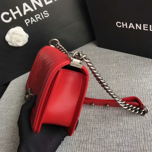 Boy Chanel Original Chevron Leather 67086 Red Boy Chanel Original Chevron Leather 67086 Red