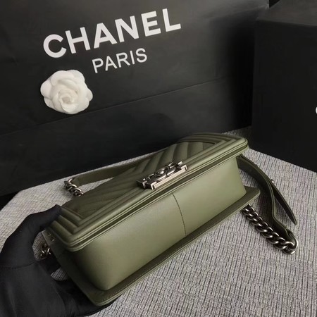 Boy Chanel Flap Bag Original Chevron Leather A67086V Green Boy Chanel Flap Bag Original Chevron Leather A67086V Green